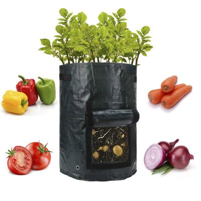 China Grow Bag Plant Heavy Duty 10 Gallon Outdoor Planting Pot Planter Bag Garden Potato Grow Bags With Access Flap for sale