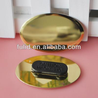 China 3D Blank Printed Gold Oval Magnetic Name Tag With Magnet for sale