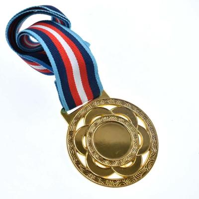 China Custom Europe Sport Medal Maker, 3D Medal Maker, Gold Sport Medals With Red Ribbon for sale