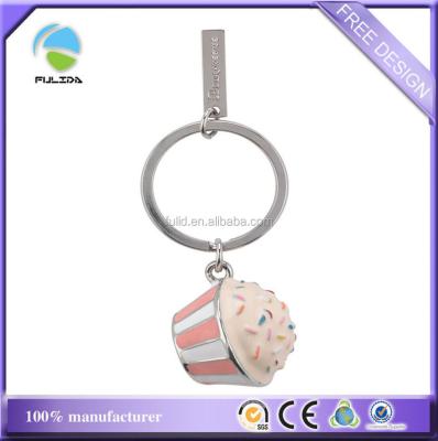 China Custom Metal Charm Cupcake Metal Enamel Key Chain for sale