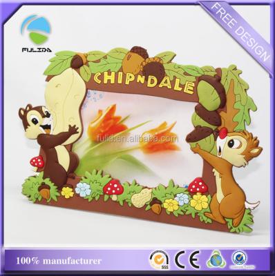 China Plastic Custom Cartoon Squirrel Promotional Soft PVC Table Photo Frame for sale