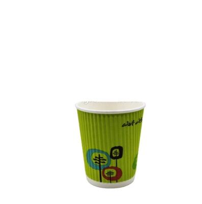 China Custom Wholesale Disposable Ripple 8oz Hot Drinking Wallpaper Cup for sale