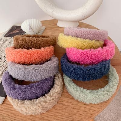 China Woolen headband fashion temperament headband fashion temperament lamb hair circle fur wide soft woolen headband for sale