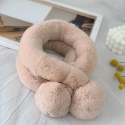 China Can Be Customized Can Be Customized Women Winter Scarf With Colorful Ball Top Quality Keep Warm Garment NC Rabbit Fur 5-9cm*60cm; HUB SKIN for sale