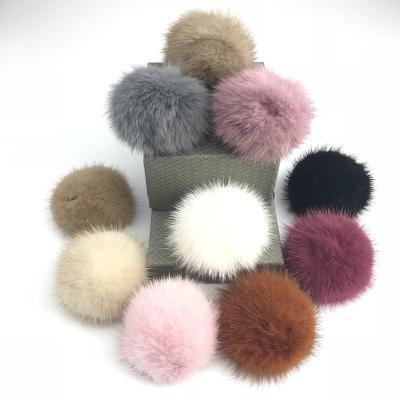 China Handmade Multi Color Mink Fur Pom Pom For Good Quality Shoes Pompoms Fluffy Ball DIY Handmade for sale