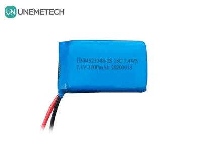 China 2S High Discharge Rate LiPo Battery / 18C Lithium Polymer Battery 7.4v 1000mah 823048 for sale