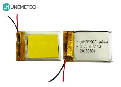 China Low Self Discharge Lipo Battery 282028 / 3.7V 140mAh Lithium Polymer Battery for Wearable Devices for sale