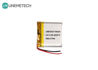 Κίνα 4.35V Υψηλής τάσης μπαταρίες Lipo 754335 3.8V 1500mAh επαναφορτιζόμενη μπαταρία πολυμερούς λιθίου προς πώληση