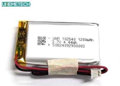 China 1200mAh 2C Fast Charge Lithium Polymer Battery 3.7V 102540 For Medical Product for sale