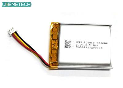 China 3.7V 950mAh 803040 Polymer Lithium Ion Battery With Molex51021-3P For Oudoor Electronics for sale