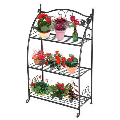 China Durable Household Iron Material Metal Flower Pot Rack Wedding Plant Display Rack for sale