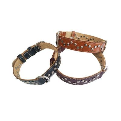 China Factory Custom Top Grade Heavy Duty Luxury Safety Collars Personalized Genuine Leather Soft Dogs for sale