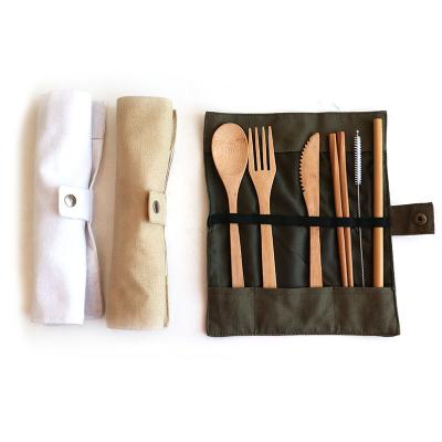 China Prtical Sustainable Custom Eco-Friendly Straw Set Portable Reusable Bamboo Spoon Fork Travel Logo Cutlery Set for sale