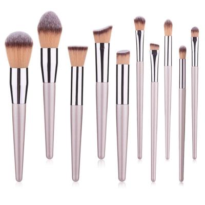 China Professional 10 Champagne Gold Makeup Brush Set Powder or DIY Makeup RTS Tip Handle Makeup Tool for sale