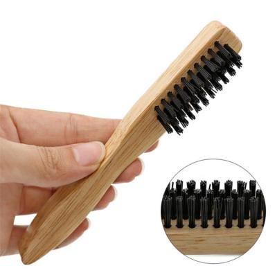 China Men's Small Facial Hair Beard Comb Oil Comb Comfortable Brush Pocket Nylon Wood Nylon Beard Brush for sale