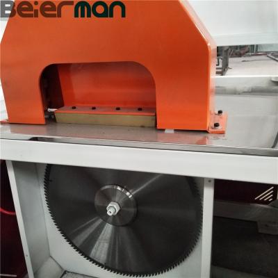 China PVC Zhangjiagang City Beierman Machinery Small Diameter Chain PVC Pipe Profile Board Knife Elevator Plastic Cutting Machine for sale