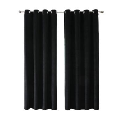 China L-inch Black Ready Made Blackout Velvet Curtains 52x84, 2 Panels for sale