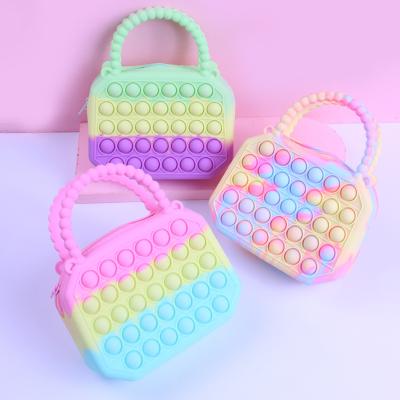 China Relieve Stress D015 Silicone Relax Storage Candy Bag Push Bubble Cute Tote Toy Women Sensory Bags Fidget Handbag for sale