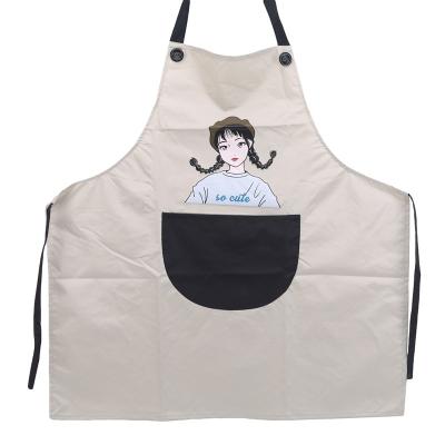 China Cute Sleeveless Apron E014 Cartoon Cooking Apron Cloth Cafe Restaurant Worker Home Kitchen Waterproof Oil Proof Polyester Sleeveless Apron for sale