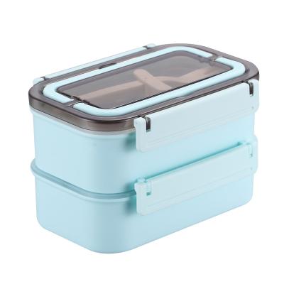 China D2251 304 Stainless Steel Bento Box Food Storage Double Layer Heat Insulation Sustainable Portable Lunch Box for sale