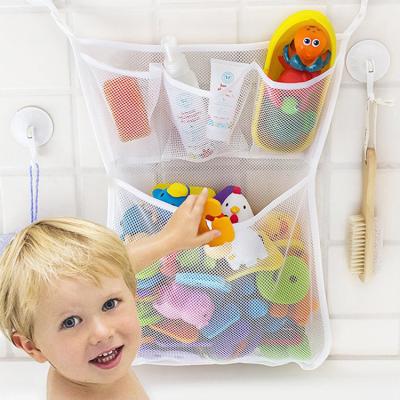 China DD118 Folding Kids Bathing Water Toys Storage Bags Big Sucker Bag Bathroom Hanging Storage Mesh Bag for sale