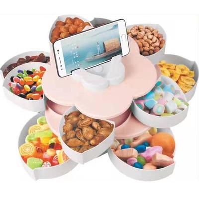 China P1232 Flower Style Home Use Candy Nut Storage Box 3 Color Rotate Joint Viable Trinket Boxes for sale