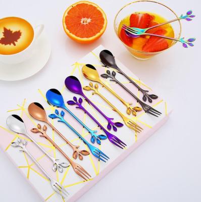 China O299 Sustainable Stainless Steel Coffee Stirring Dessert Spoons Kitchen Dining Tableware Sheets Spoon Forks for sale