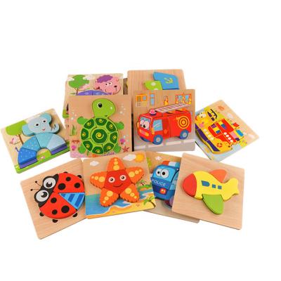 China Cartoon Toy Kids Wooden 3D Jigsaw Puzzle Toys Puzzles For Children Wooden Puzzles for sale