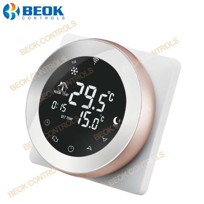 China Hotel Round Screen WIFI Touch Panel Curved Thermostats for Floor Heating Warm Room System for sale