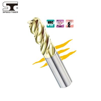 China ~HRC55 High-hardened PVR Spline Steel Unequal Spacer & Helix Corner Radius End Mill Bits For Steel for sale