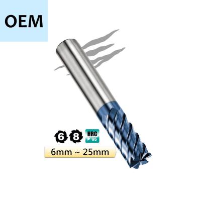 China ~HRC65 High-hardened HRC65 Steel Multi Shaft Flax Carbide End Mill Taiwan Milling End Mill 6 Spline 8 Spline for sale