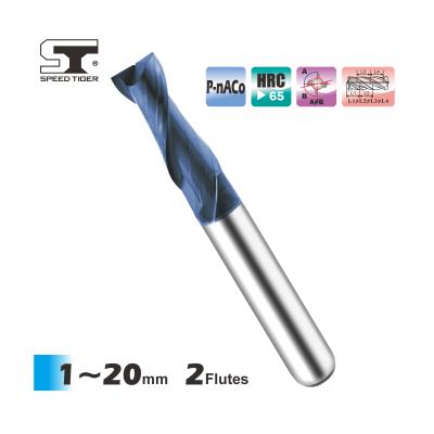 China High Carbide SPEED TIGER P-SFUET Carbide End Mill Performance For High Hardness Exotic Materials - P-nACo Coating - 2 Flutes for sale