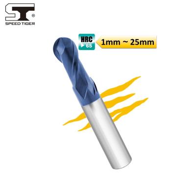 China ~HRC65 High-hardened HRC65 P-SFUBT Ball Nose Steel Carbide End Mill For High Hardened Steels for sale