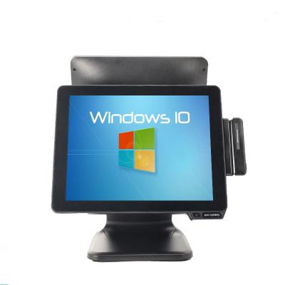 China Aluminum Alloy 15 Inch Screen Touch Screen Dual POS Cashier System All In One POS Solution for sale