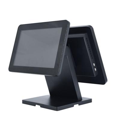 China Aluminum Alloy Hot Selling Supermarket Retail Touch Screen POS Machine Double Screen POS System for sale