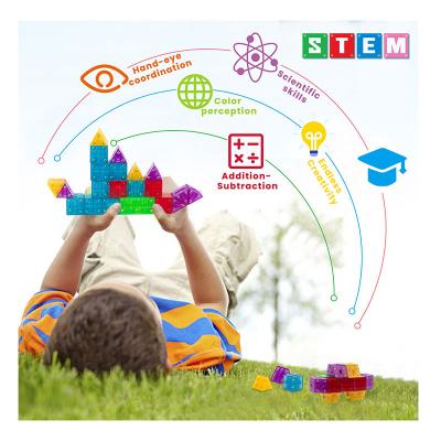 China Building Toy Kindergarten Educational Toys Clear Color 3d Building Blocks Set Magnetic Tiles Toy For Kids for sale