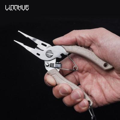 China Hook Retrieve LINNHUE Multifunctional Stainless Steel Fishing Pliers Hook Line Cutter Fishing Tackle Handle Slot Ring Pliers Remover PESCA for sale