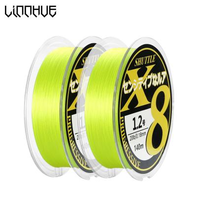 China LINNHUE PE Braid Fishing Line WX8 140M 8 Holder Multifulament PE Line 15 Wire 18 20 22 28 40 50 60 70LB Carp Fishing Line Smooth for sale