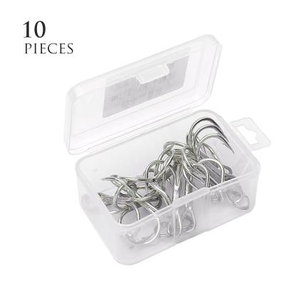 China LINNHUE 10pcs Stainless Steel Fishhook Lure Baitholder Triple Barbed Hook High Carbon Steel Barbed Hook With Feather Carp Bait Holder for sale