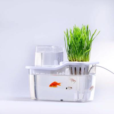 China Aquaponics Modern Desktop Aquarium Fish Tank Indoor Garden Raising Vegetables and Fishes for Adults and Children for sale