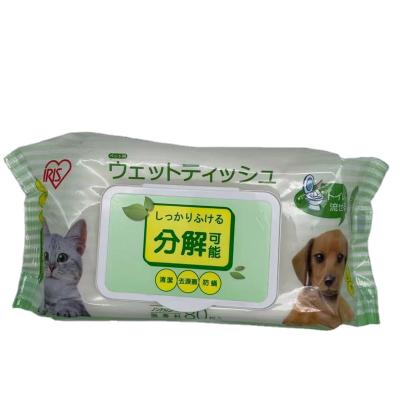 China Eco-friendly Dogs Natural Disposable Wet Wipes For Pet Body Paw Ear Cleaning Private Label Pet Teething Cleaning Cloths for sale