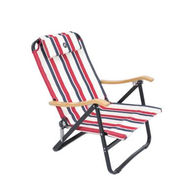 China Modern Custom Patterned Strong Bamboo Beach Chairs RED COLOR High Load Folding Portable Lounge Chairs With Pillow for sale