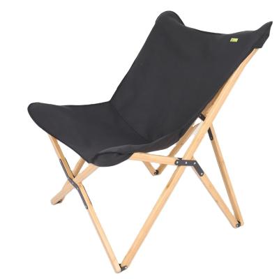 China Modern Custom Portable Fishing Camping Folding Outdoor Beach Chair Wooden Frame Natural Black BBQ Picnic Chair for sale