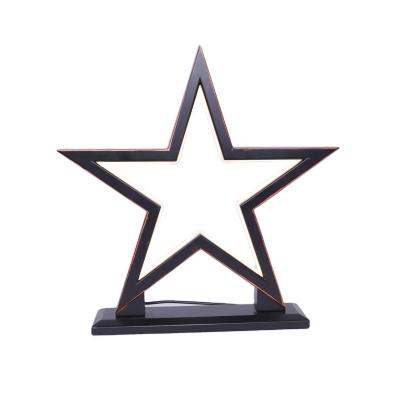 China Wholesale Modern Decorative Wooden Christmas Star Five Lamp Spiral LED Table Light Switch Black Color 50CM Simple Type for sale