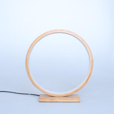 China Wholesale modern simple modern bamboo natural color circle light LED table lamp decorative abient lighting for sale