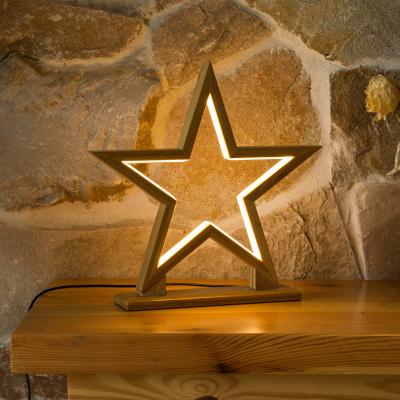 China Wholesale Modern Simple Modern LED Table Light Decorative Spiral Star Wood Table Lamp Five Switch Type Christmas for sale