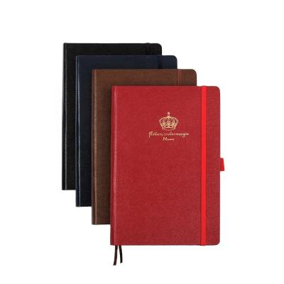 China Printed Hard Leather Notebook Special Elastic Band Faux Faux Cover Planner With Inner Pocket for sale