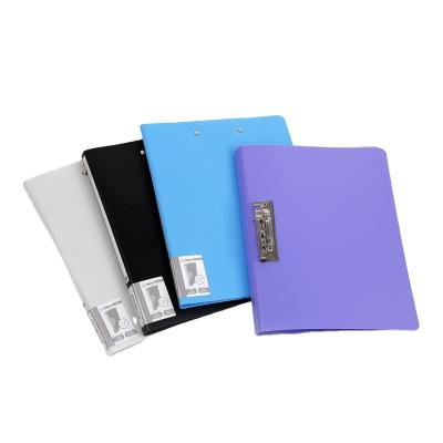 China Custom A4 PVC PP Frosted Cover Storage Plastic Document File Folder With Double Metal Clip for sale