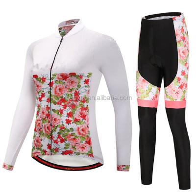 China Antibacterial OEM Cycling Long Sleeve Tank Top And Pants Set Women Flower Tank Top Set for sale