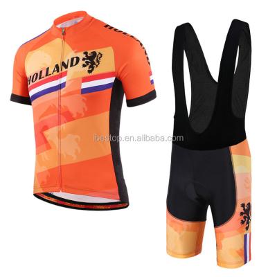 China Antibacterial Custom Mens Cycling Clothing Set Pro Team Cycling Jersey And Bib Shorts Set Ropa De Ciclismo for sale